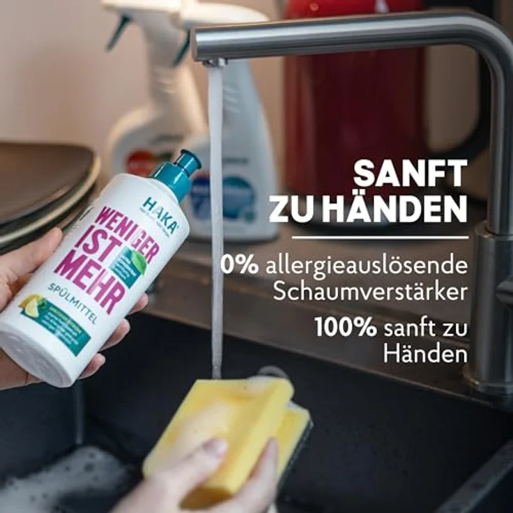 HAKA Spülmittel Zitrone, konzentrierte Fettlösekraft, pH-hautneutral, vegan, frisch duftend – Bild 3
