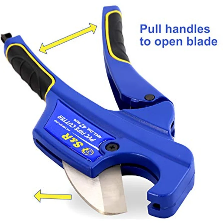 S&R Rohrschneider 188001042, präzises Schneidwerkzeug für Rohre bis 42 mm, Edelstahl, blau, inkl. Ersatzklinge – Bild 5