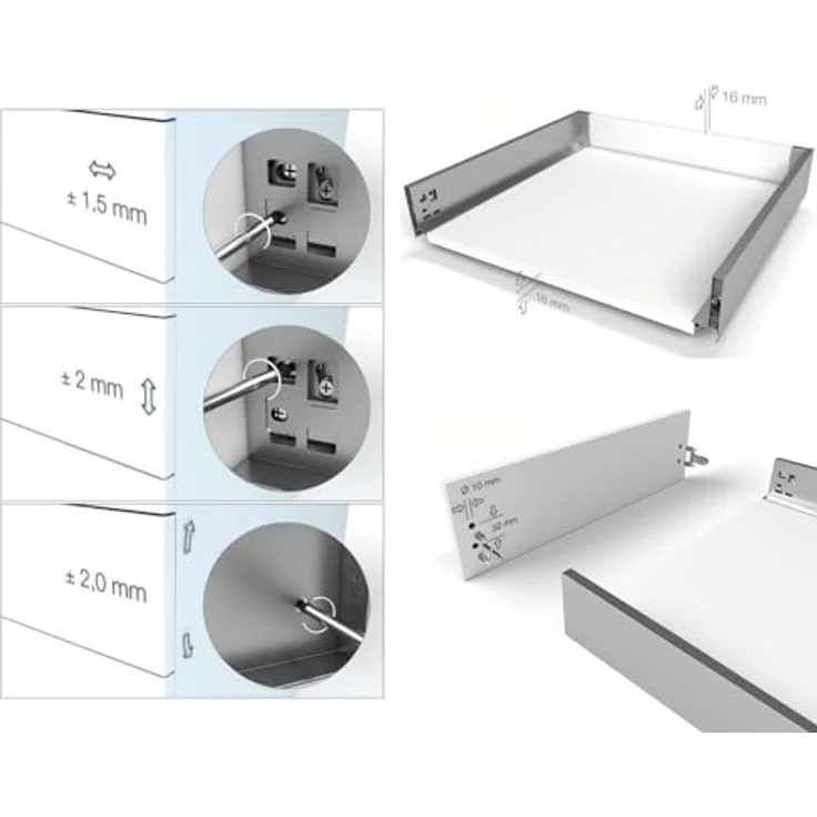 SOTECH JUNKER SLIM Schubkastensystem, anthrazit, Höhe 199 mm, Länge 550 mm, Belastbarkeit 40 kg, Soft Close – Bild 4