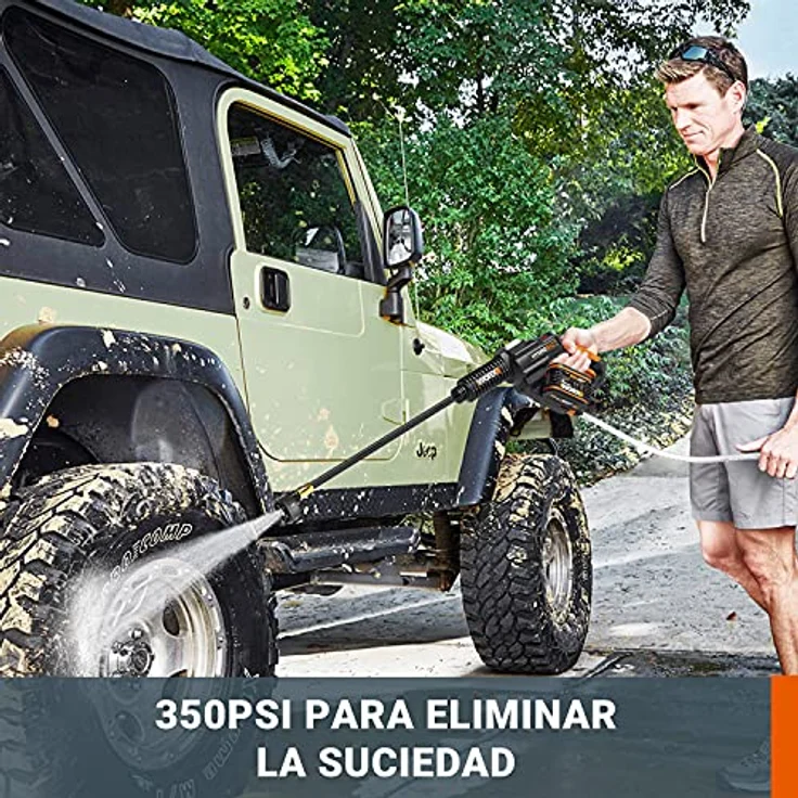 Worx WG630E.9 Akku Hydroshot 20V Mobiler Hochdruckreiniger inkl. 6m Schlauch, Verlängerung für Lanze, Flaschenadapte, Schnellverbinder-Ohne Akku und Ladegerät, 20 V, Schwarz, Orange – Bild 6