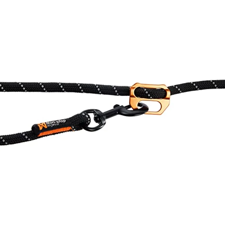 Non-stop dogwear Rock Leash Adjustable, 2,50 m Multiline Leine mit reflektierenden Fäden, schwarz, recyceltes Polyester – Bild 2