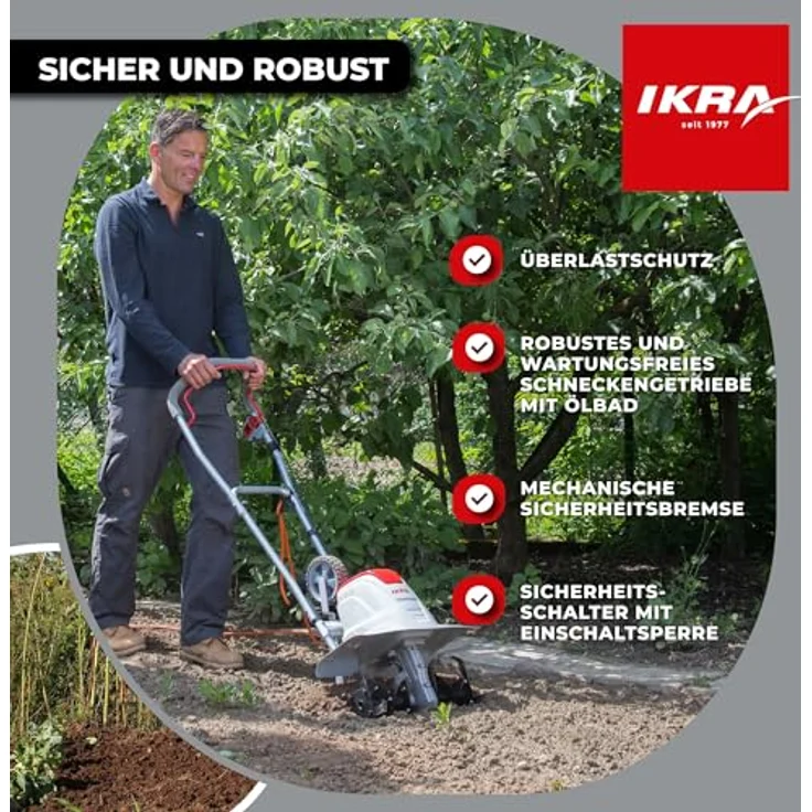 ikra GmbH Elektromotorhacke FEM 1500, 1500 W, 45 cm Arbeitsbreite, inkl. Häufelpflug, 17 bis 45 cm tief – Bild 7