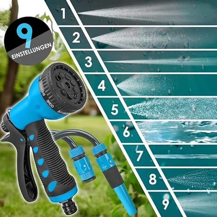 KESSER Schlauchtrommel Schlauchaufroller Wasser Multi-Handbrause 180° Schwenkbar Aufwickelstopper Wandhalterung Wand-Schlauchbox Wasserschlauchtrommel Gartenschlauch Blau, 30 Meter – Bild 5