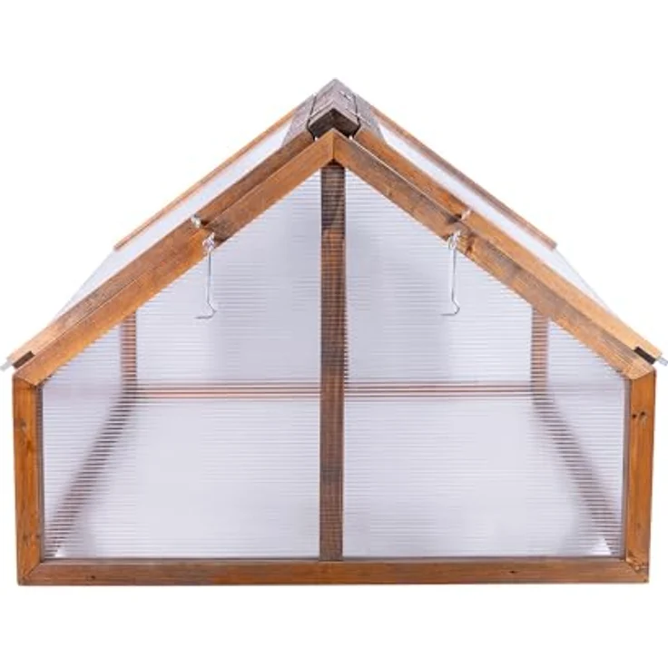 Greenspot Garten-Frühbeet 120 x 80 x 60 cm, Mini-Gewächshaus aus Holz in Palisander mit öffnender Abdeckung für Hochbeet, ideal für Kräuter, Gemüse und Blumen – Bild 4