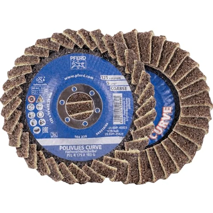 PFERD Polivlies Fächerscheibe PVL-R, 12,7 cm x 2,2 cm, feine Körnung aus Aluminiumoxid, Oberflächenbehandlungsrad, hohe Schleifeffizienz für gleichmäßige Ergebnisse – Bild 1