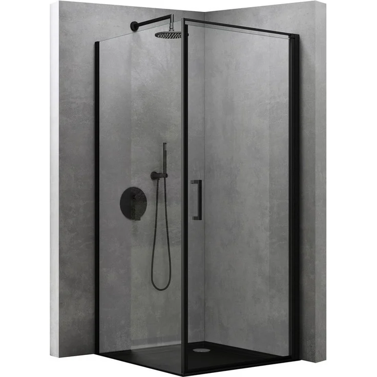 Mai & Mai Eckdusche Duschkabine Rav36 Plus Schwarz, 75x80 cm, ESG-Sicherheitsglas Nano-Beschichtung