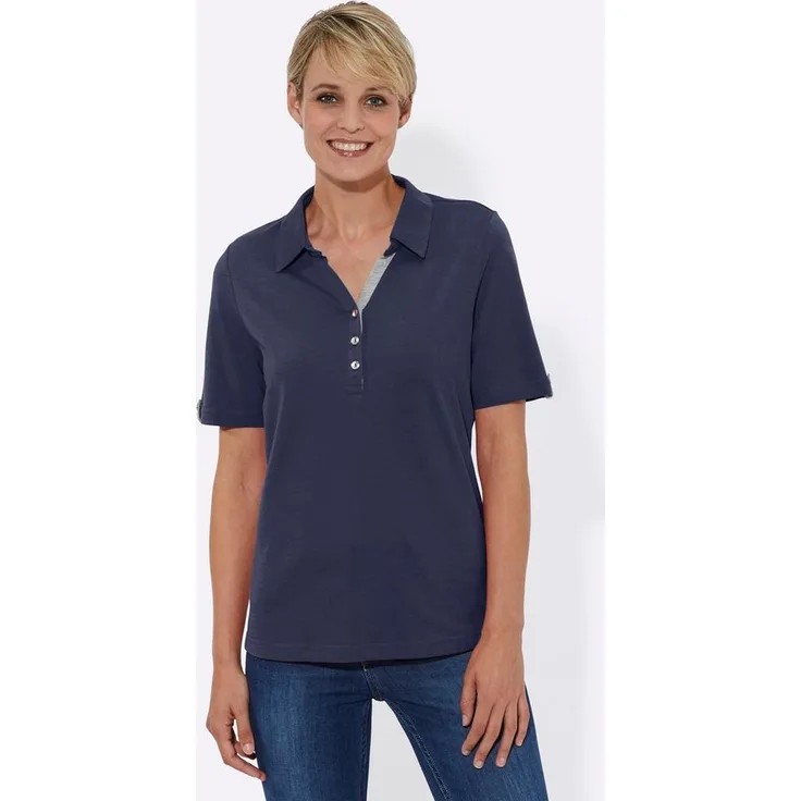Witt T-Shirt Poloshirt, Sportives Poloshirt im wunderbar weichen Materialmix, Kontrast-Details, blau