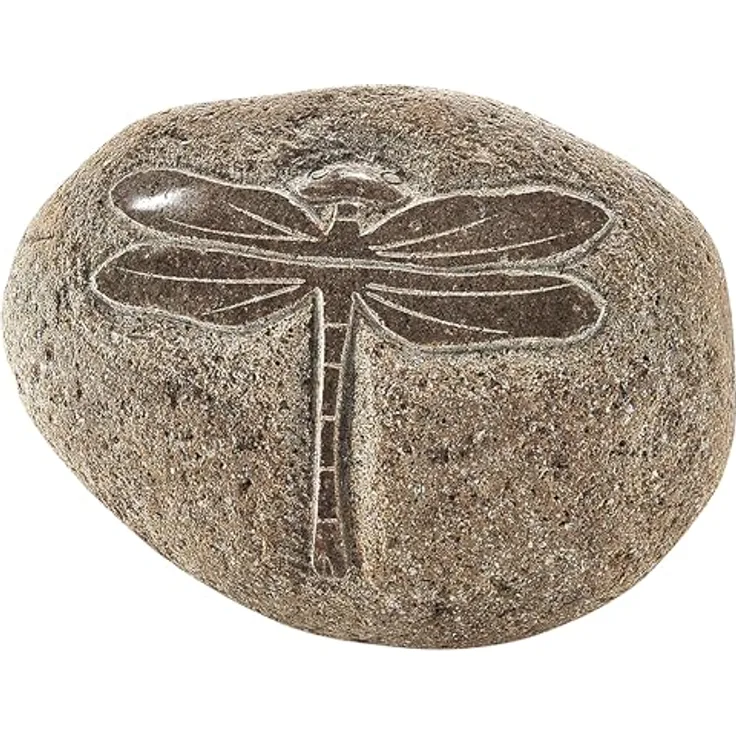 Kobolo Dekostein Dragonfly, Naturstein mit Libellenmotiv, 25x25x15 cm, Dekoration für Indoor- und Outdoorbereich