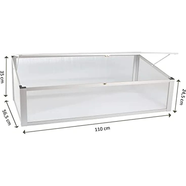 NATIV Frühbeet aus Aluminium | Frühbeetkasten 56,5 x 110 cm | Frühbeet Aufsatz für Hochbeet | Mini Gewächshaus | Hochbeet Abdeckung mit 2-Fach arretierbarem Dach – Bild 2
