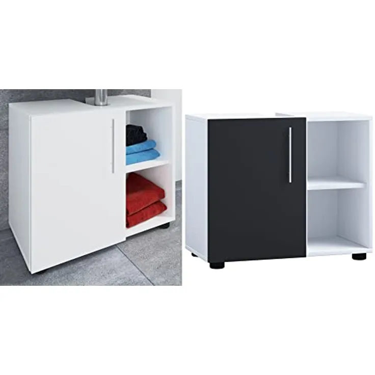 VCM Badmöbel Badunterschrank Waschbeckenunterschrank Badezimmer Flandu LLL Drehtür Weiß