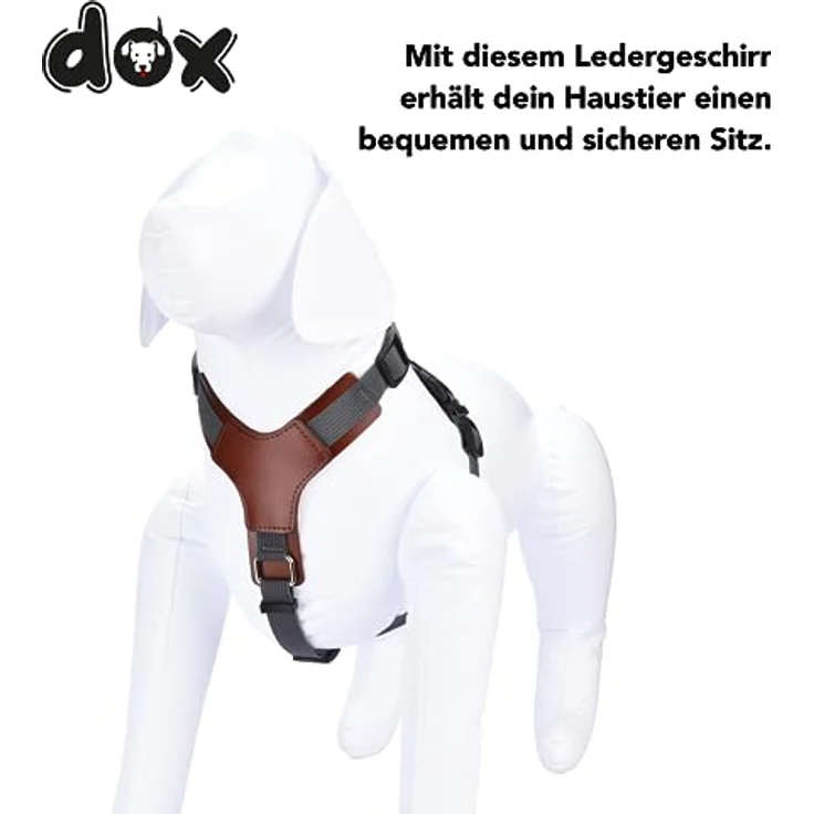 DDOXX Hundegeschirr Leder - Anti Zug Hundegeschirr - Strapazierfähig Hundegeschirre - Brustgeschirr für Hunde - Geschirr Hund - Verstellbares Ledergeschirr für Hunde - 44x44x2 cm – Bild 2