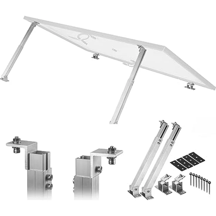 Avoltik Solarpanel Halterung für viele Solarpanel-Größen aus robustem Aluminium inkl. Montageset I Solarmodul Halterung mit verstellbarem Winkel 0°-60° – Bild 1