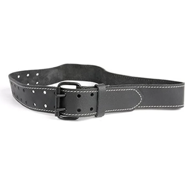 kwb 908830 Leder-Gürtel aus robustem Rinds-Leder, Doppelsteg-schnalle, in Schwarz, 115 cm, mit weißer Naht, für Werkzeug-Taschen, Jeans u. v. m. – Bild 4