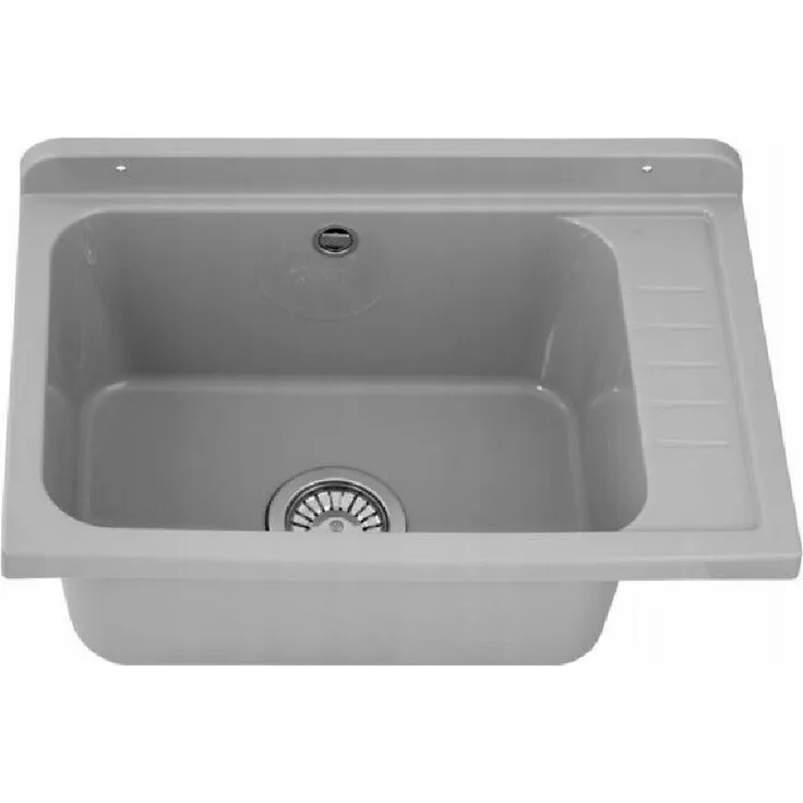 QLS Küchenspüle SELVA, Kunststoff-Spülbecken, 58x38 cm Ausgussbecken - ideal für Garten, Garage und Werkstatt