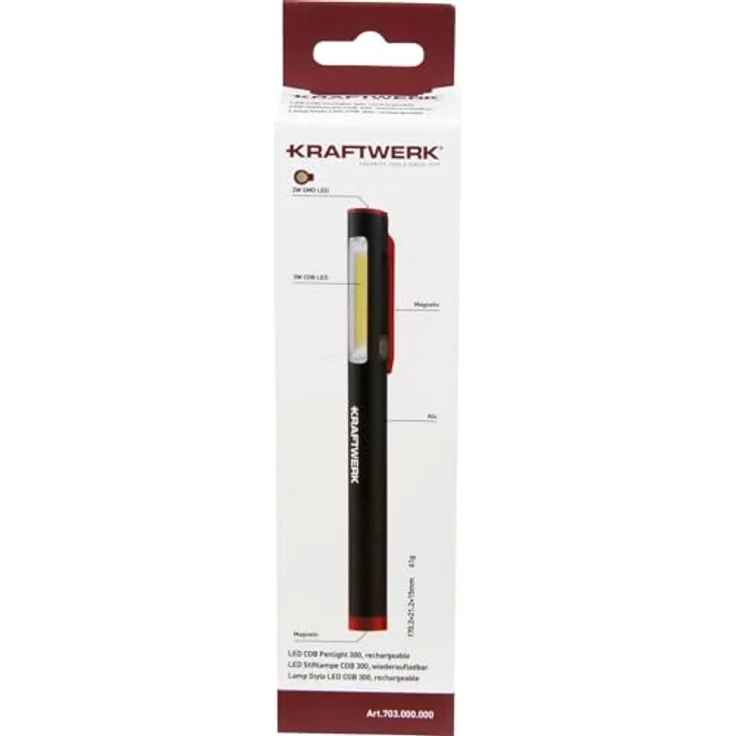KRAFTWERK LED Stiftlampe 703.000.000, Pen Light mit 2 Magneten, Halte-Clip, schlag- und stoßfest nach IK07, 300 Lumen, 5 Stunden Betriebszeit – Bild 5