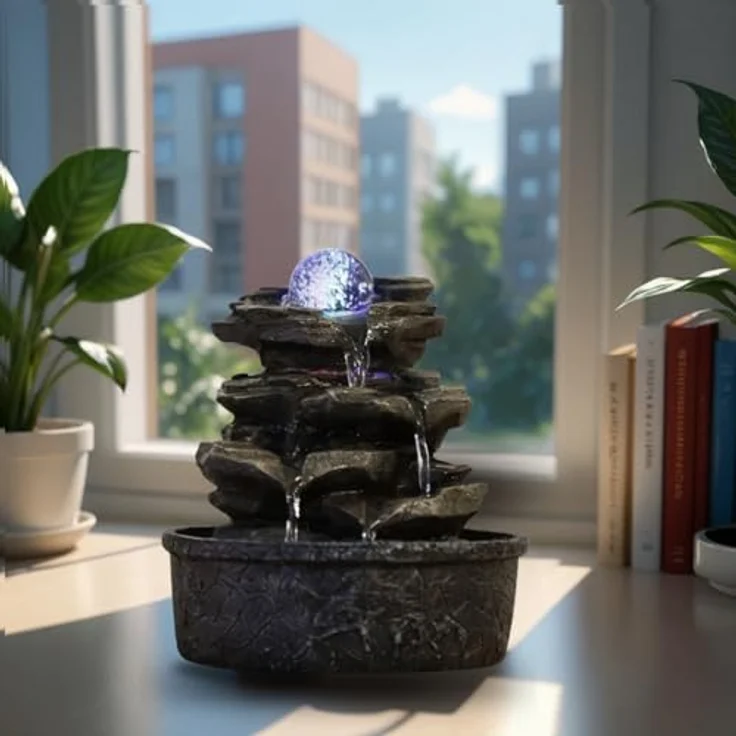 Zen'Light Little Rock Brunnen aus Polyresin, Dunkelbraun, 20 x 20 x 23 cm – Bild 6