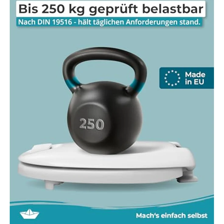Calmwaters WC-Sitz erhöht 5 cm mit Griff, Absenkautomatik, antibakteriell, Duroplast, Made in EU, Modell 26LP6230 – Bild 8
