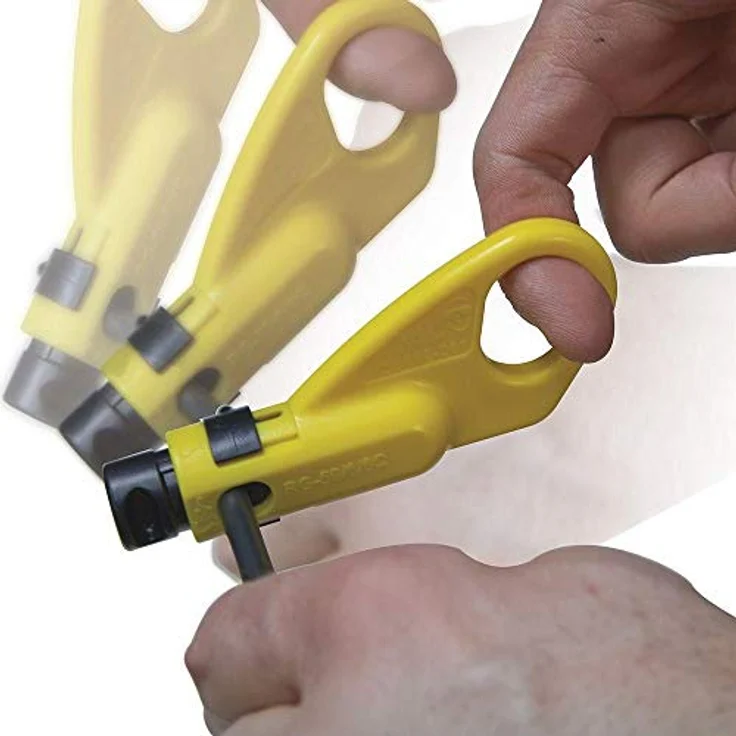 Klein Tools VDV110-061 Abisolierwerkzeug für Koaxialkabel, 2 Stufen einstellbar, radial, Gelb-schwarz – Bild 4