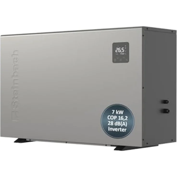 Steinbach Wärmepumpe "Silent 7" grau für Pools bis 30.000 l, 7 kW Heizleistung, Inverter-Technologie, leiser Betrieb – Bild 2