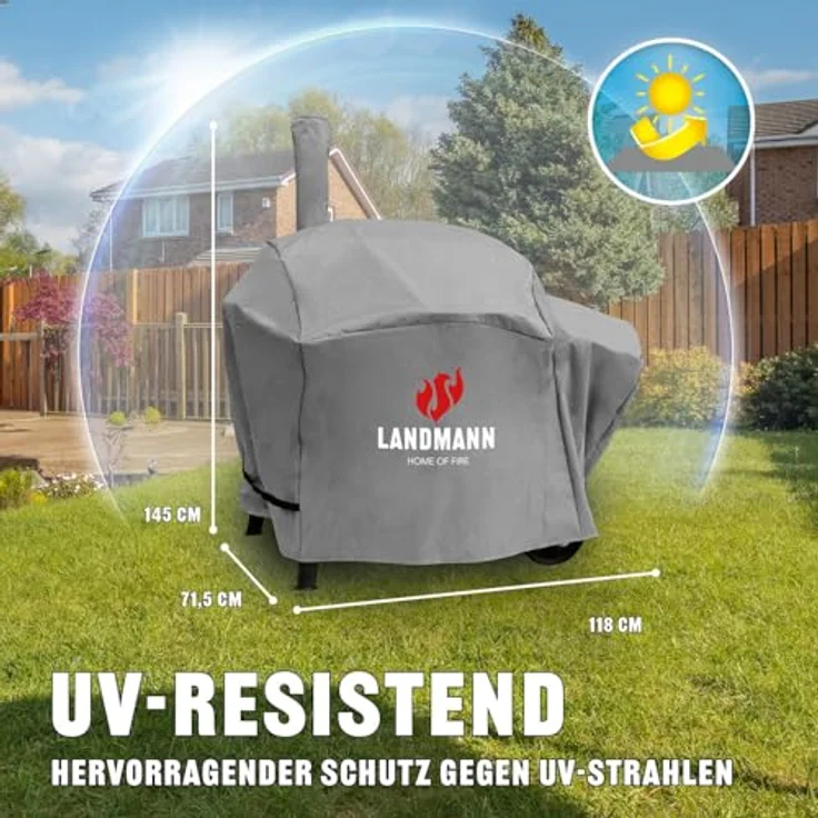 LANDMANN Grillabdeckung, 78 x 130 x 118 cm, wetterfest, Polyester – Bild 4