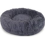 lionto Hundebett rund Hundekissen Hundesofa Katzenbett Donut, (S) 40 cm Ø dunkelgrau
