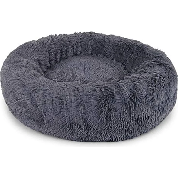 lionto Hundebett rund Hundekissen Hundesofa Katzenbett Donut, (S) 40 cm Ø dunkelgrau – Bild 1