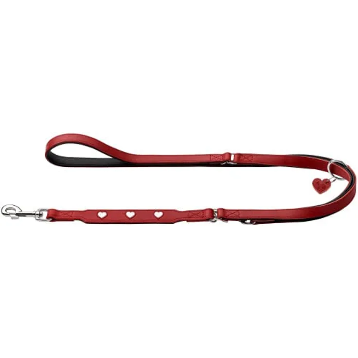 Verstellbare Führleine Love Farbe rot/schwarz, Größe 13/200