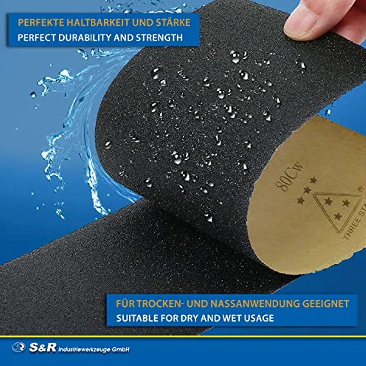 S&R Wasserfestes Schleifpapier Set 60 Stk, Schleifblätter Satz, Siliziumkarbid-Korn, 15 Körnungen P80 bis P3000, Profi Nassschleifpapier - Preisvergleich – Bild 4