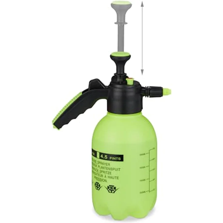 relaxdays Drucksprühgerät 4er Set, 2 Liter Pumpspröcher in Grün mit verstellbarer Düse und Sicherheitsventil – Bild 6