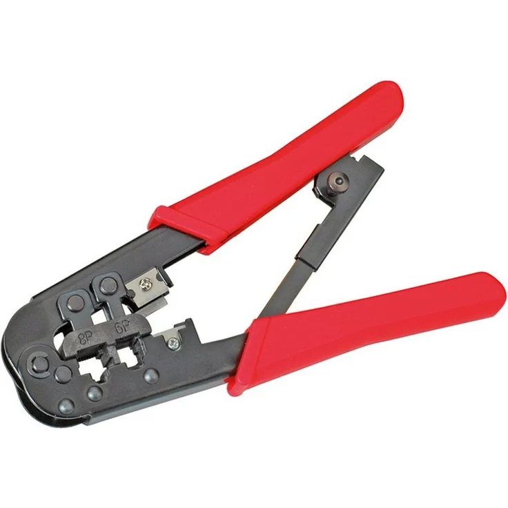 VALUE Crimpzange Universal Crimpzange für 8P+6P, 6P+4P, Robuste Metallzange zum Abschneiden, Abisolieren und Crimpen, RJ11, RJ12 und RJ45geeignet – Bild 1