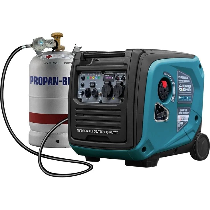 Könner&Söhnen KS 4000iEGS Gas Benzin Stromaggregat 4000 Watt, Notstrom - Blau