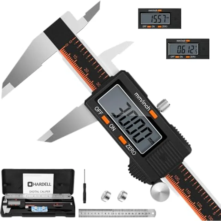HARDELL Messschieber Digital 150mm – Edelstahl Schieblehre, spritzwassergeschützt, staubdicht, mit LCD, mm/Zoll-Umwandlung & Nullstellfunktion, perfekt für Werkstatt, 3D-Druck & Kfz.