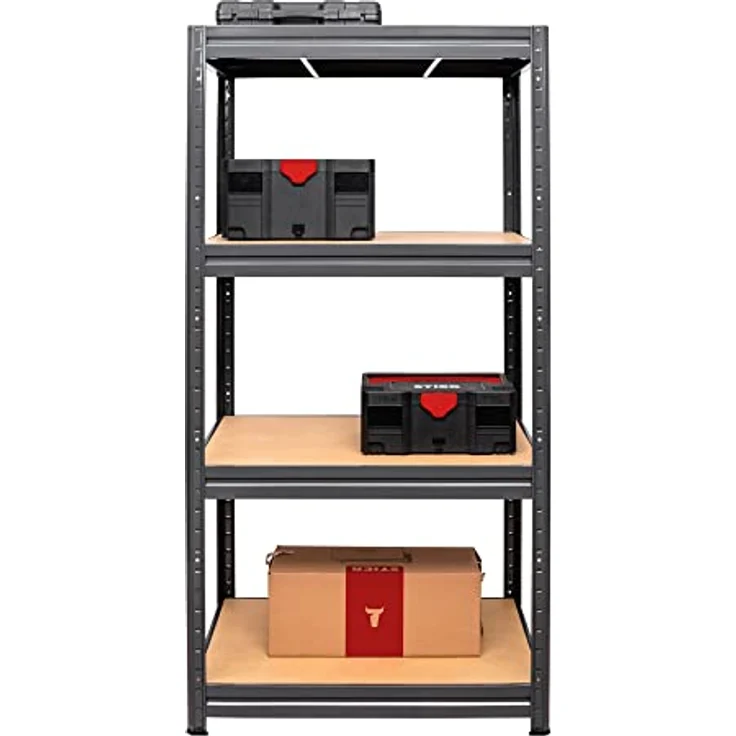 STIER Schwerlast-Fachbodenregal, maximale Fachlast 600kg, HxBxT 1770x900x600 mm, stabiles Stahlgestell, einfach zu montieren – Bild 3