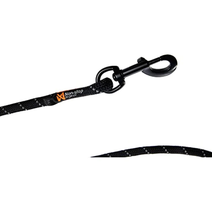 Non-stop dogwear Rock Leash Adjustable, 2,50 m Multiline Leine mit reflektierenden Fäden, schwarz, recyceltes Polyester – Bild 3