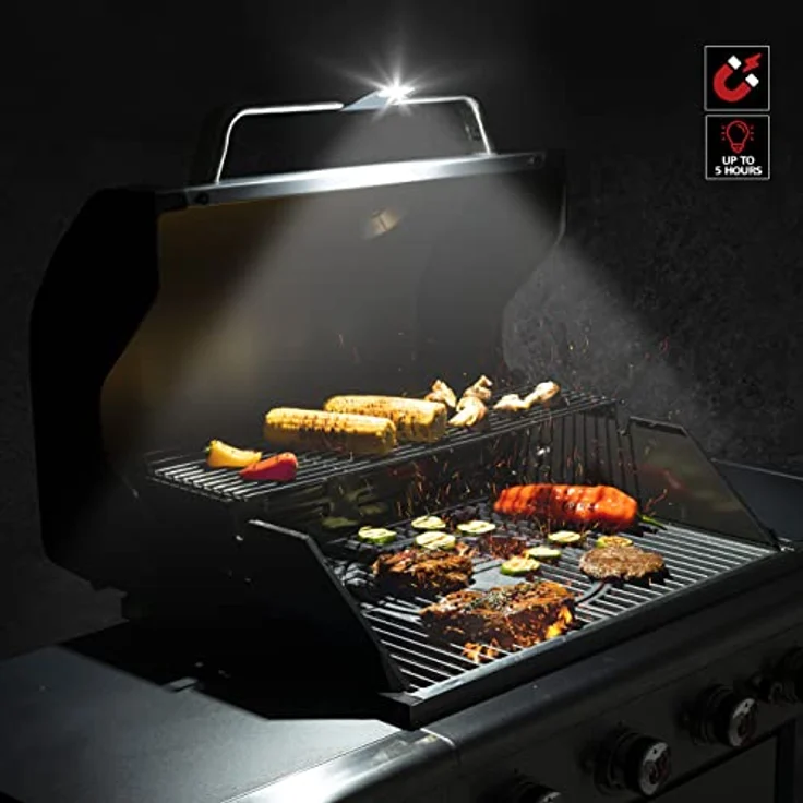 LANDMANN | Magnetische Grilllampe | Stromsparende LED-Technologie | Einfach & schnell angebracht | Aufladbar | Lithium-Ionen-Akku | Helligkeit: 100 Lumen | Timer-Funktion | Bis 5 Stunden Leuchtdauer – Bild 4