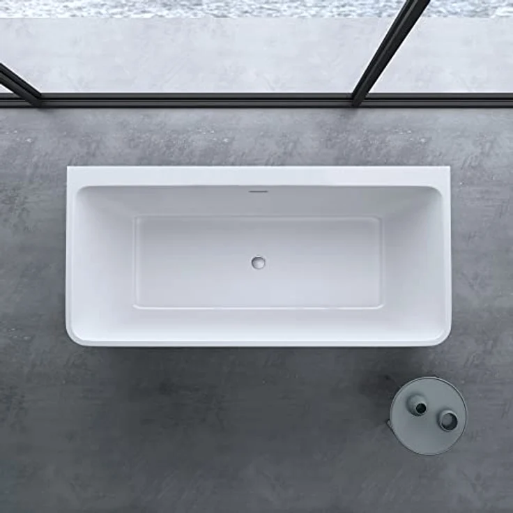 doporro Freistehende Design-Badewanne Vicenza601OA 180x80x57cm in Weiß, Acryl mit Ablaufgarnitur und Überlauf, DIN-Anschlüssen – Bild 4