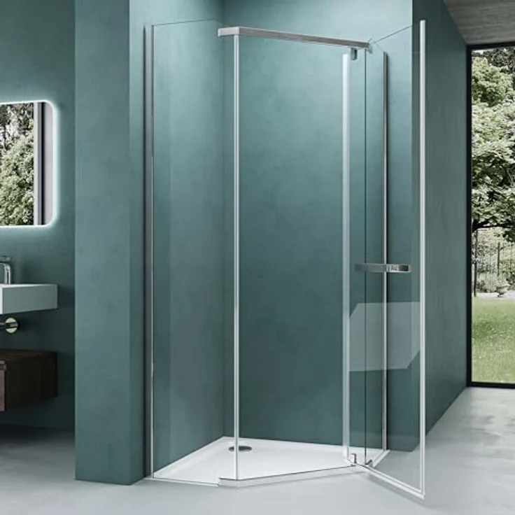 Mai & Mai Fünfeck-Duschkabine Ravenna08, 90x90 cm mit 8mm ESG-Sicherheitsglas und Nano-Beschichtung, klar – Bild 2