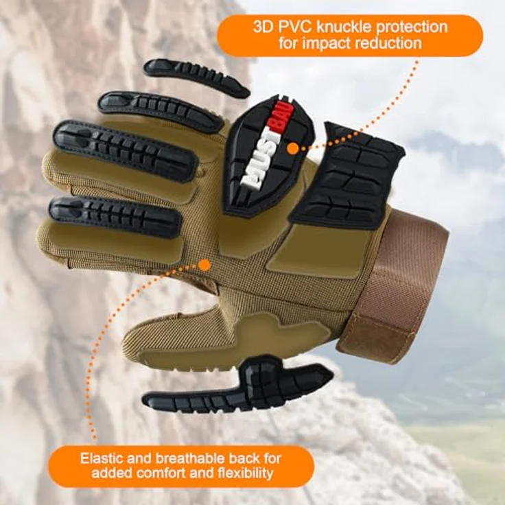 Mustbau Anti-Vibrations-Arbeitshandschuhe, Stoßdämpfend, Touchscreen-fähig, Atmungsaktive Mechanikerhandschuhe mit verstellbarem Handgelenk für Kfz/Bau, Heavy Duty – Bild 4
