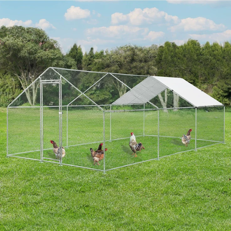 Juskys Freilaufgehege 3x6x2m – Hühnerstall aus Metall begehbar mit 18 m² Lauffläche, Tür & Riegel – Freigehege für Hühner, Kleintiere & Pflanzen – Bild 2