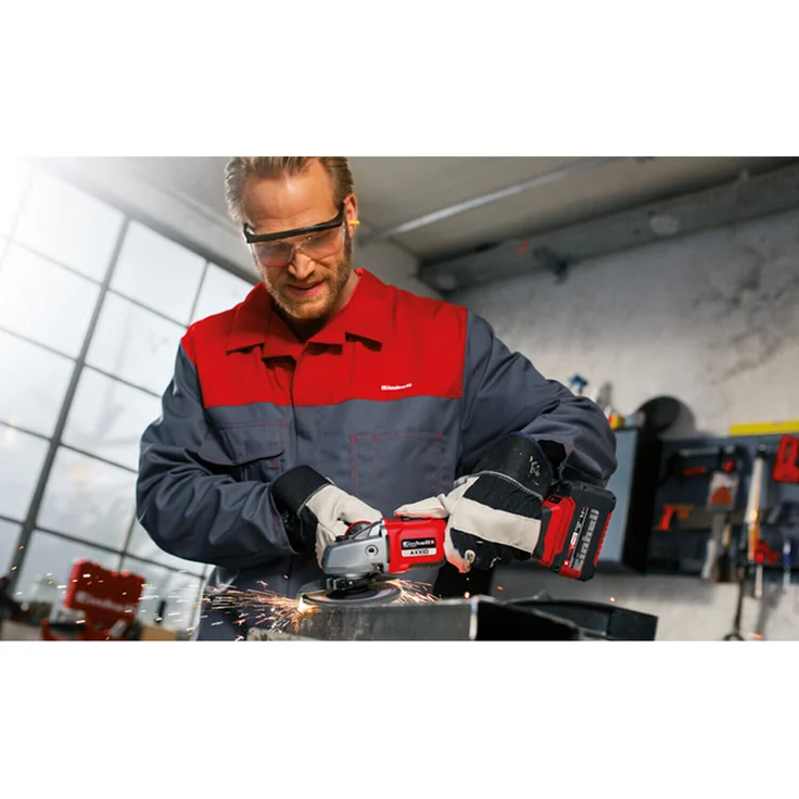 Einhell Akku-Winkelschleifer AXXIO Power X-Change PXC Li-Ion, 18V, Ø125mm, 8500 min.-1, Bürstenloser Motor, Wiederanlauf-, Scheiben-, Überlastschutz, ohne Akku und Ladegerät, ohne Trennscheibe 125 mm Akku – Bild 2