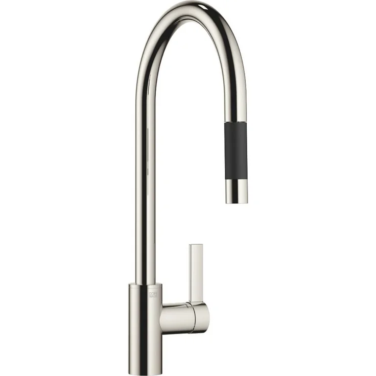 Dornbracht Küchenarmatur 33870875-08, Einhebelmischer mit Ausziehbrause, hochglänzend mit schwenkbarem Auslauf 360°, bleifrei