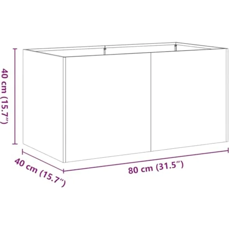 vidaXL Pflanzkübel Weiß 80x40x40 cm Kaltgewalzter Stahl, Garten-Pflanzgefäß mit viel Platz und erhöhter Stabilität – Bild 3