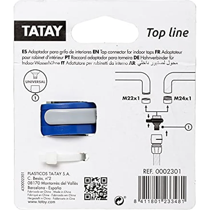 TATAY Hahnverbinder für Indoor-wasserhähne Top Line, Außengewinde 24mm, Innengewinde 22mm, Universalstecker, Sonnenschutz, Einfache Installation, Blau. 0002301 – Bild 4