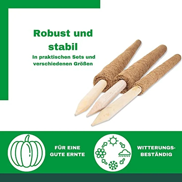 Novatool 4X Kokos Rankstab, 110 cm mit Ø 45mm, verlängerbar, natürliche Kokosfaser, Pflanzenstütze für Zimmerpflanzen und Blumentöpfe – Bild 4