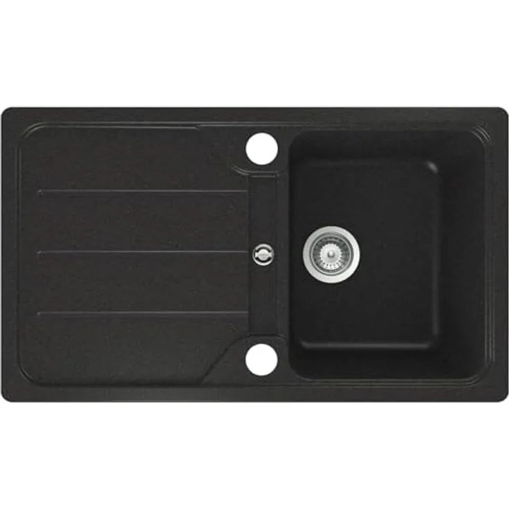 Schock Formhaus D-100 Onyx, Granitspüle in Anthrazit, reversibles Becken, Exzenterbetätigung, Maße 86 x 50 cm
