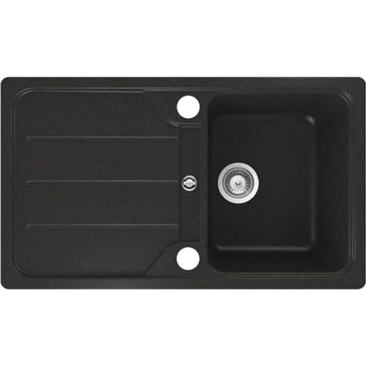 Schock Formhaus D-100 Onyx, Granitspüle in Anthrazit, reversibles Becken, Exzenterbetätigung, Maße 86 x 50 cm – Bild 1
