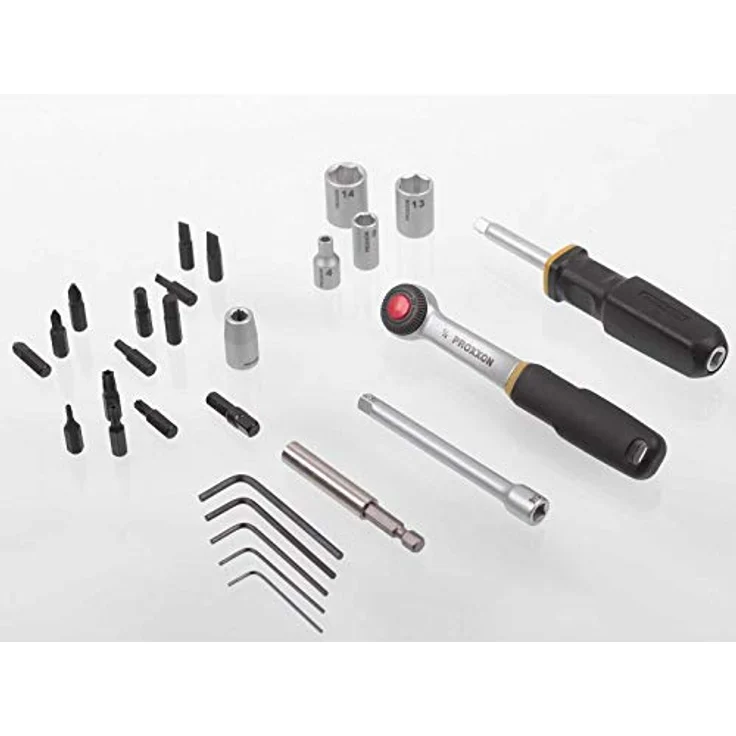 PROXXON INDUSTRIAL Bohrer- und Bitset 23070, 39-teilig mit 1/4"-Ratsche, Magnethalter, Steckschlüsseleinsätze und Sechskantbits aus Spezialstahl in stabilem Stahlkasten – Bild 7