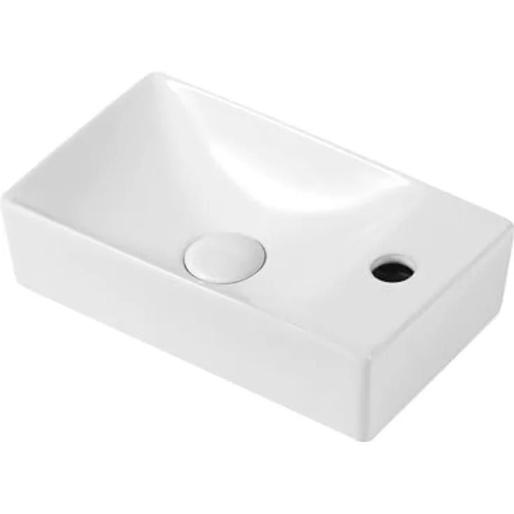 Design Waschtisch Gästebad Kleines Washbecken Handwaschbecken Hahnloch Rechts