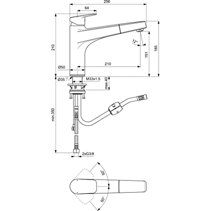 Ideal Standard Ceraplan Neo 3, Hochdruck Küchenarmatur mit ausziehbarem Auslauf und ECO-Funktion, chrom – Bild 5