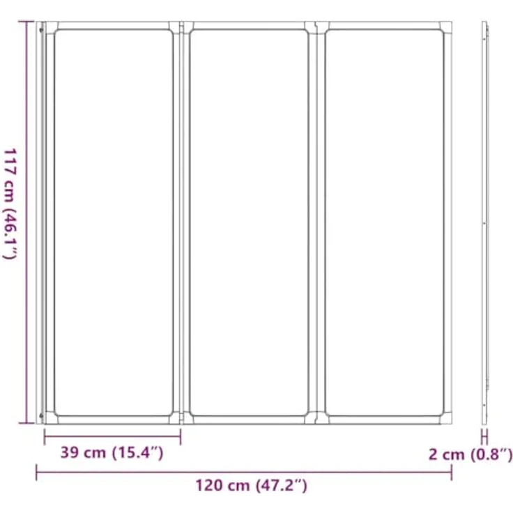 vidaXL Duschwand Faltbare Duschabtrennung, Schwarz, 120 x 2 x 117 cm, Aluminium mit fleckenresistenter Oberfläche und modernem Design – Bild 9
